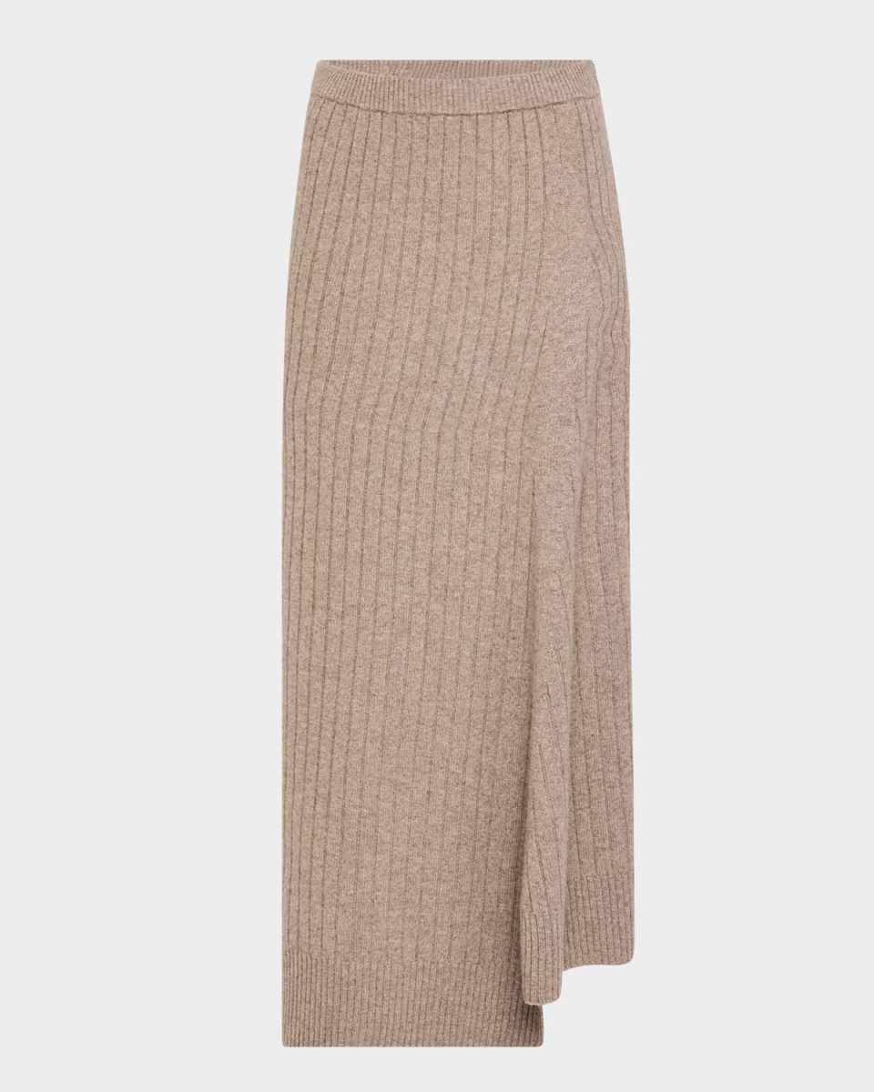 Ribbed Luxe Cashmino Midi Skirt